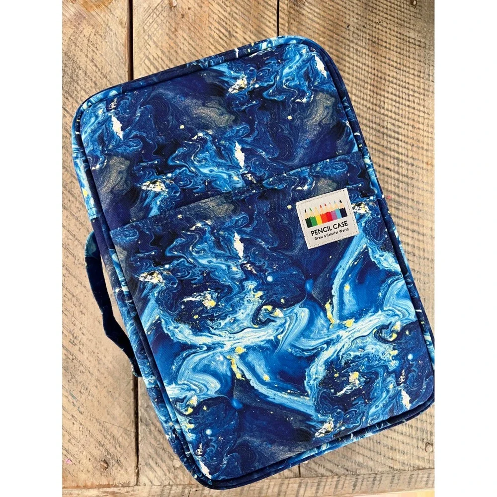 Starry Night Large Capacity Pencil Case Organizer with Assorted Working Markers